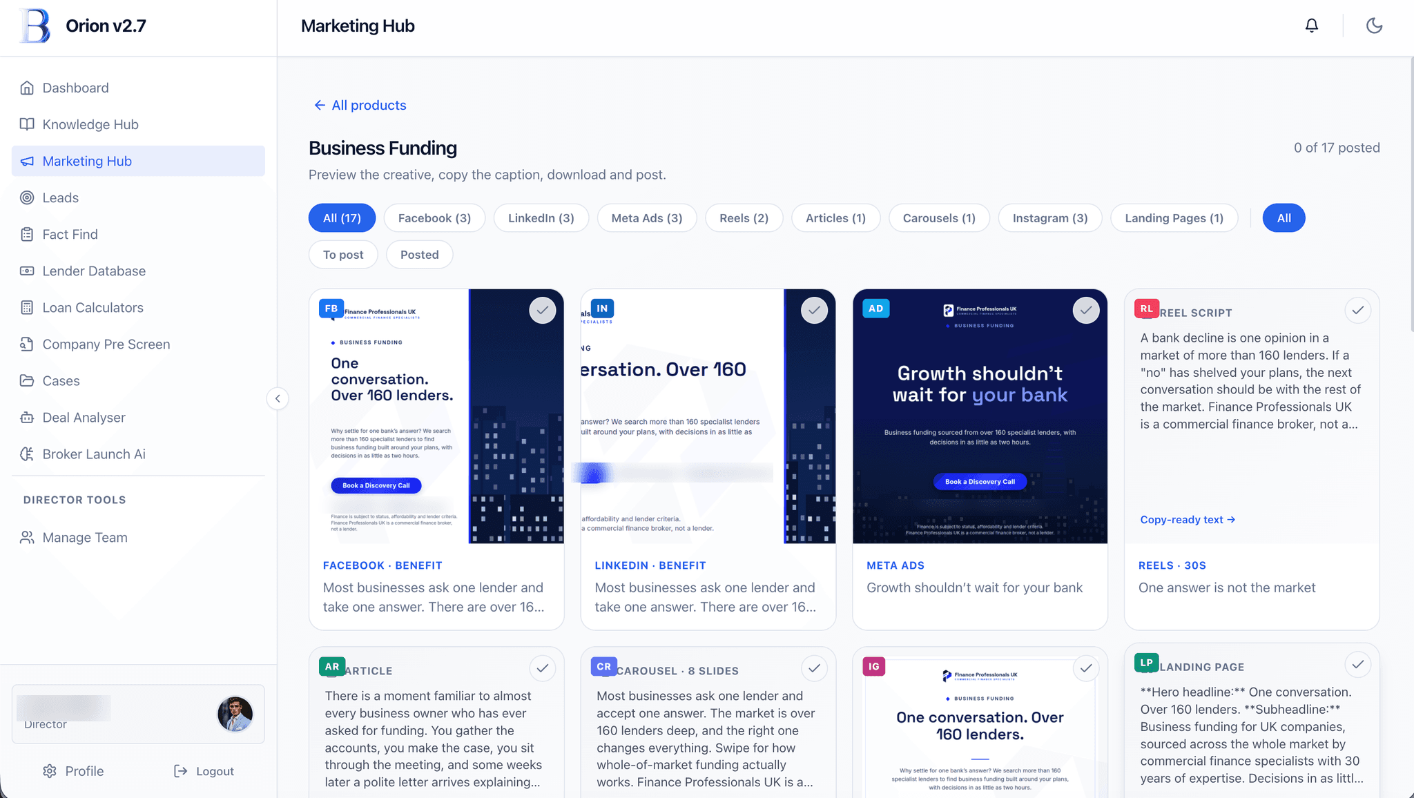 OrionOS - Marketing Hub — OrionOS screenshot